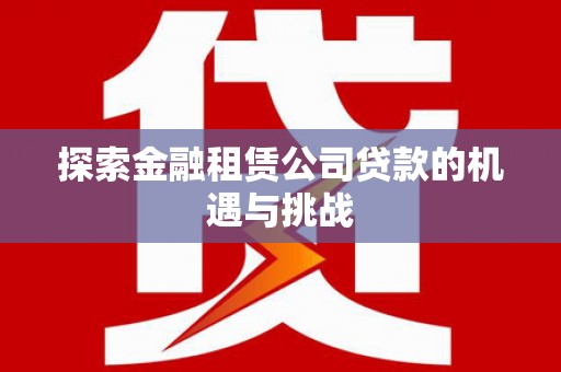 施甸探索金融租赁公司贷款的机遇与挑战
