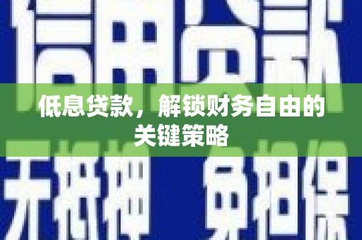 南涧低息贷款，解锁财务自由的关键策略