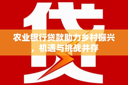 山上农业银行贷款助力乡村振兴，机遇与挑战并存