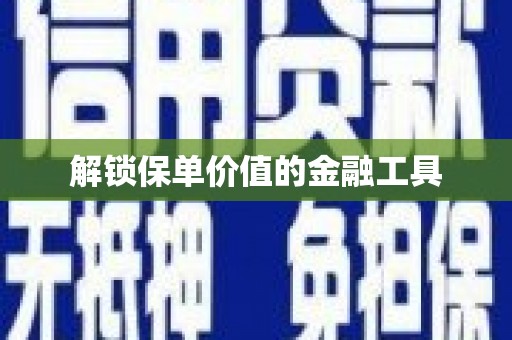 贵溪解锁保单价值的金融工具